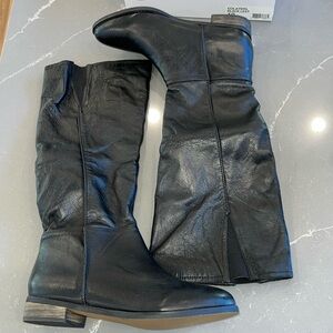 NIB Steve Madden Womens Colaterl Riding Boot US 10 Black Leather Flat Pull On